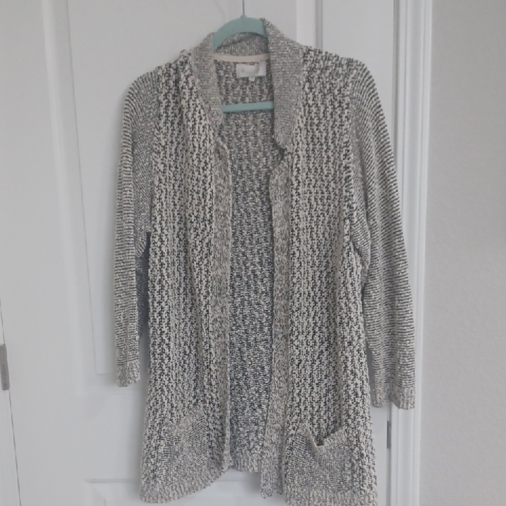 Skies Are Blue Black and White Knit Cardigan